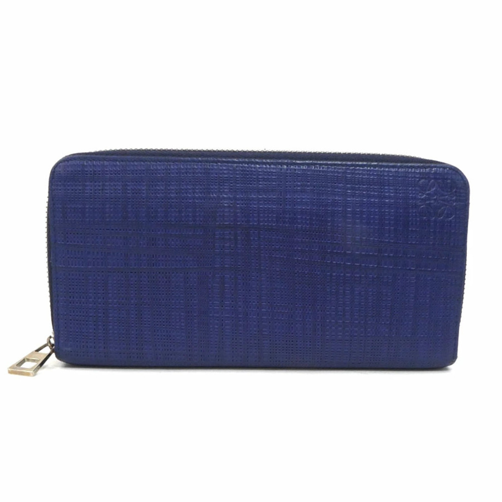 Loewe Round Zip Long Wallet Anagram Leather Blue
